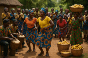 African community dancing during a harvest festival.