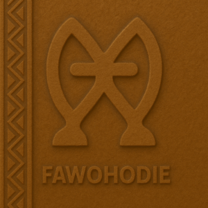 Adinkra cloth printed with Fawohodie patterns in deep maroon.