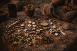 African divination tools used to diagnose spiritual and physical illness