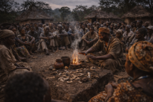 African community participating in a traditional healing ceremony