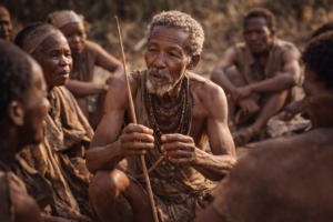 Khoisan elder sharing oral history with community