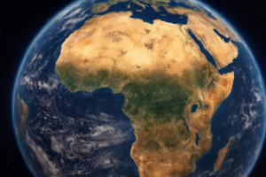 Satellite image showing the size of the Sahara Desert across Africa