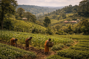 Fertile agricultural landscape in the central Kenyan highlands