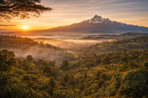 Mount Kenya viewed from the central highlands where Kikuyu spiritual traditions originate