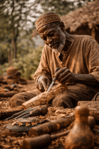 African artisan practicing traditional craftsmanship representing skill and creativity