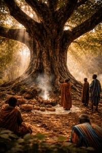 Sacred Mugumo tree representing Kikuyu spirituality and connection to the divine