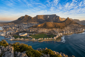Table Mountain overlooking Cape Town and the Atlantic Ocean