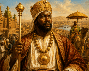 Artistic depiction of Mansa Musa, emperor of the Mali Empire.