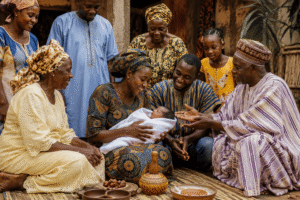 African community celebrating a newborn naming ceremony